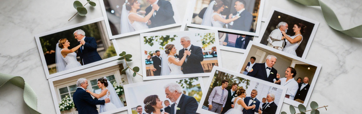 A table of polaroid photos