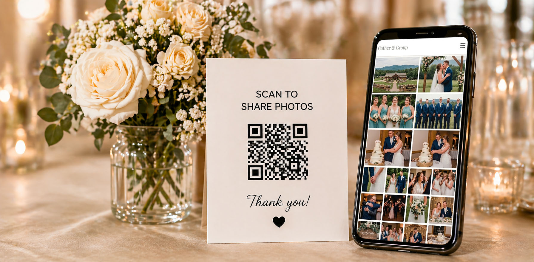Wedding guests sharing photos